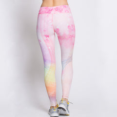 Women High Elastic Yoga Pants Soft Comfortable Pink Digital